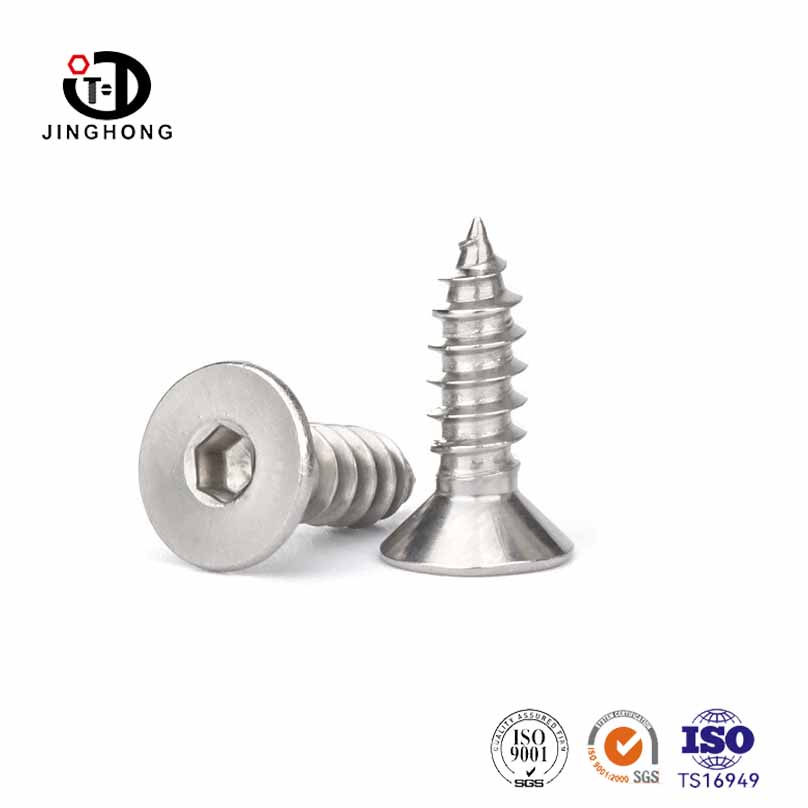 Thép không gỉ đầu phẳng hex Ổ cắm hex, vít tự khai thác
